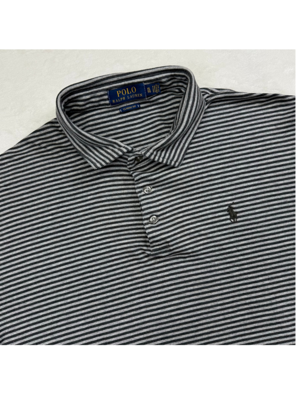 Men's Polo Ralph Lauren Classic Fit Short Sleeve‎ XL Grey Black Striped
